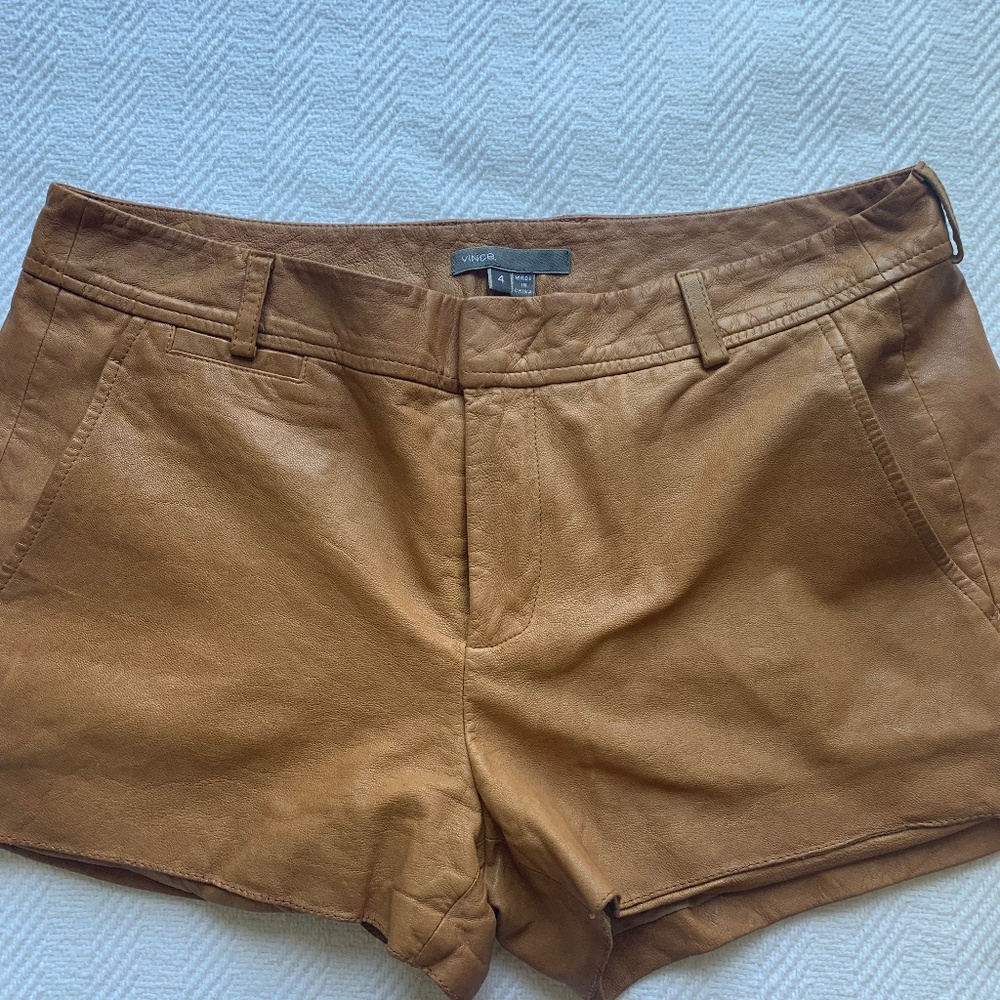 Vince Tan Leather Shorts- Size 4